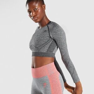 GymShark Hyper Amplify long sleeve crop top in black / grey #activewear